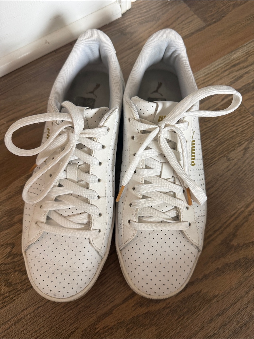 Puma Perforated Sneakers with Gold Accents